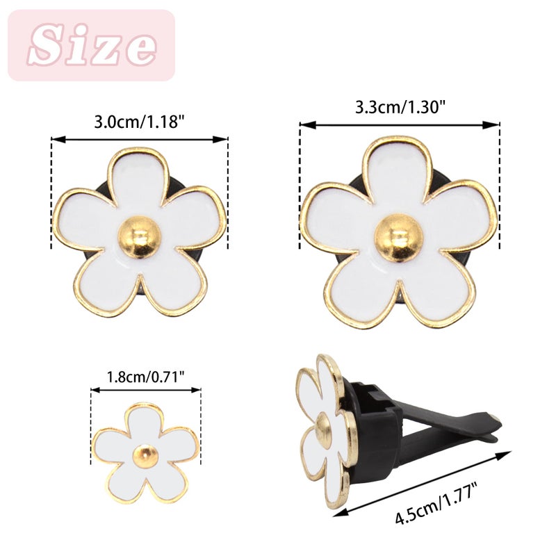 Acantha Car Vent Clips 8pcs Daisy Flowers Air Vent Clips With 12pcs DIY Unscented Fragrance for Girls Women White - Image 2